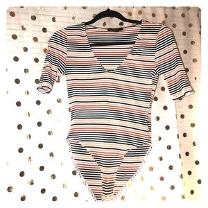 Stripped bodysuit top